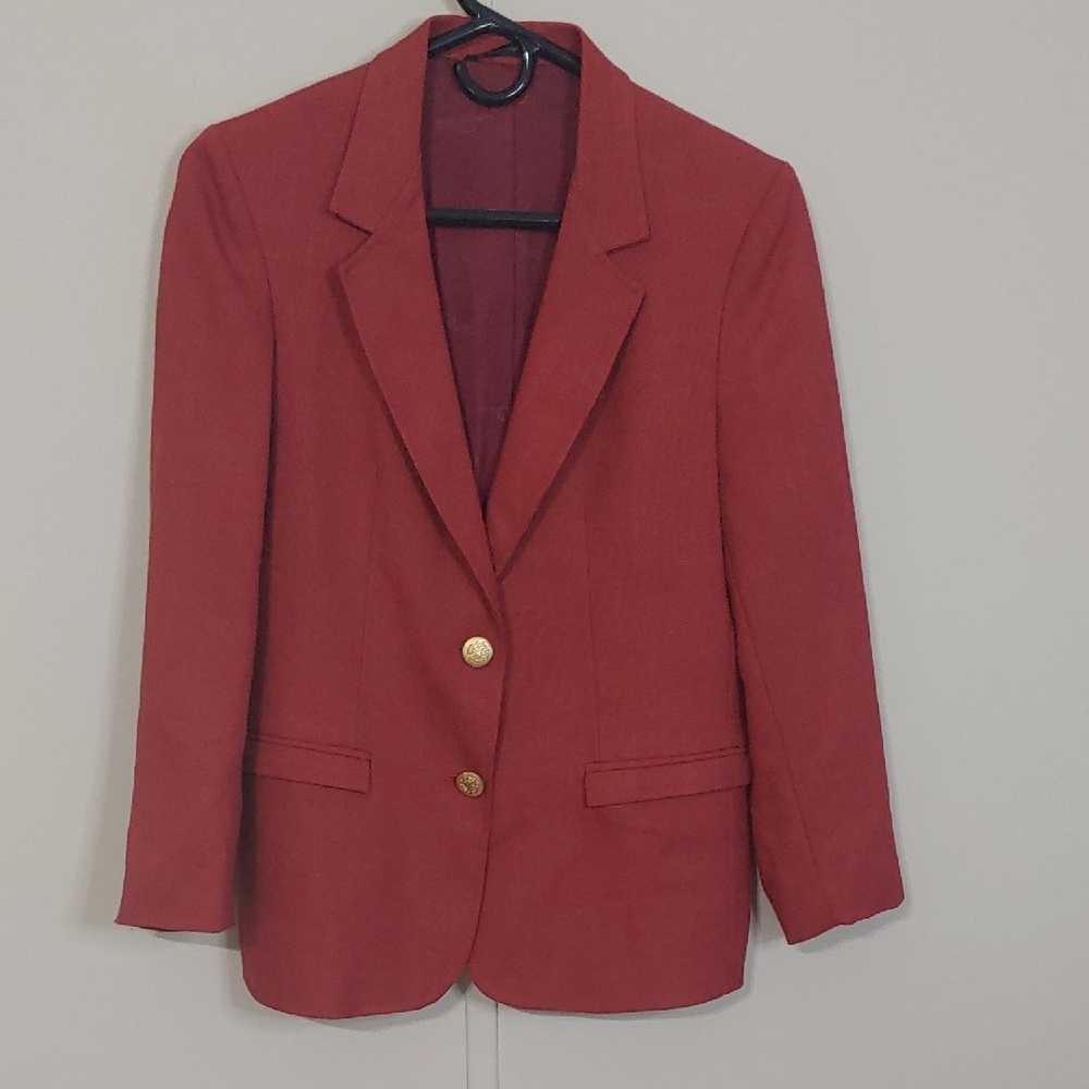 Oscar de la Renta Red Blazer with Gold Buttons
